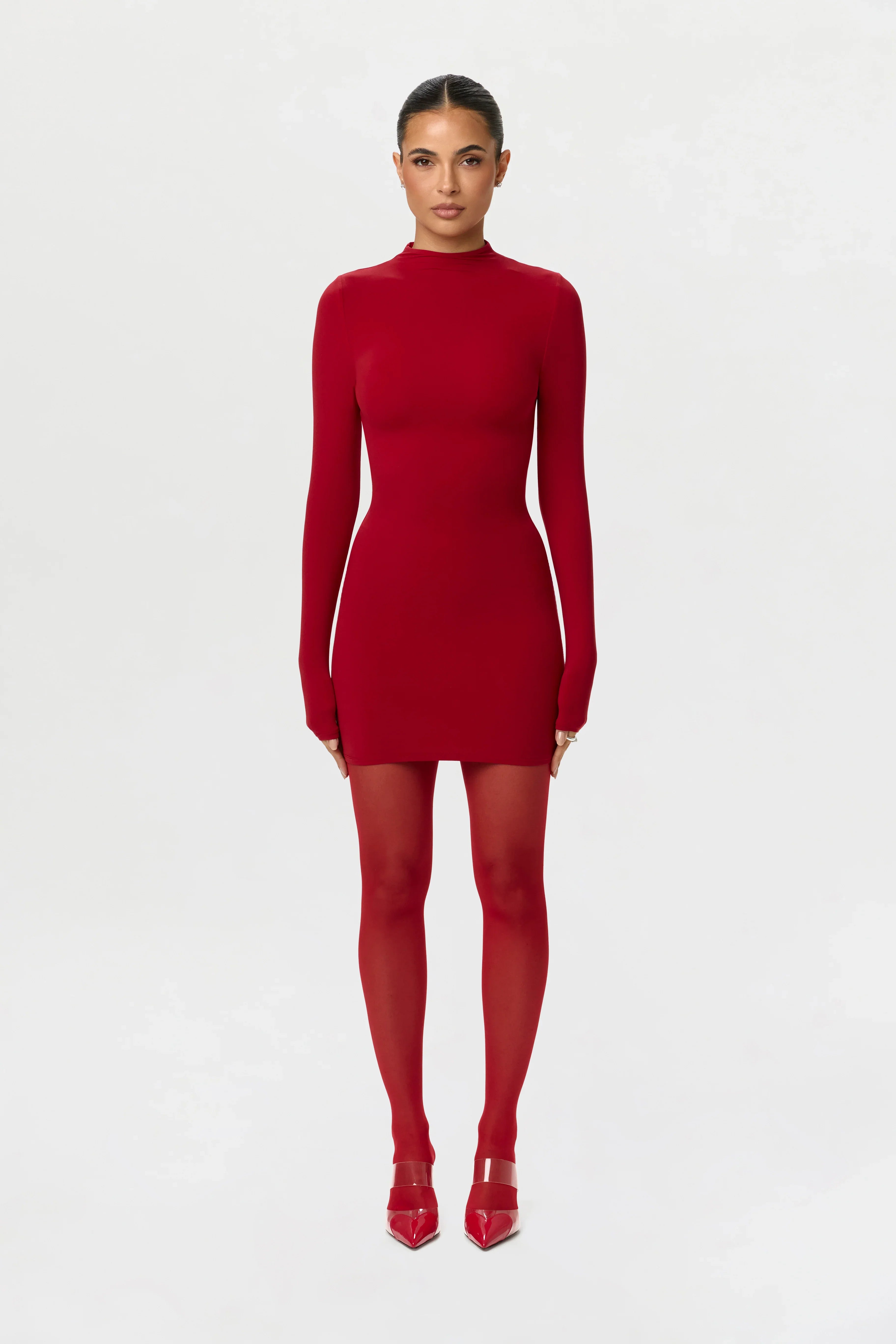 Naked Mock Neck Mini Dress