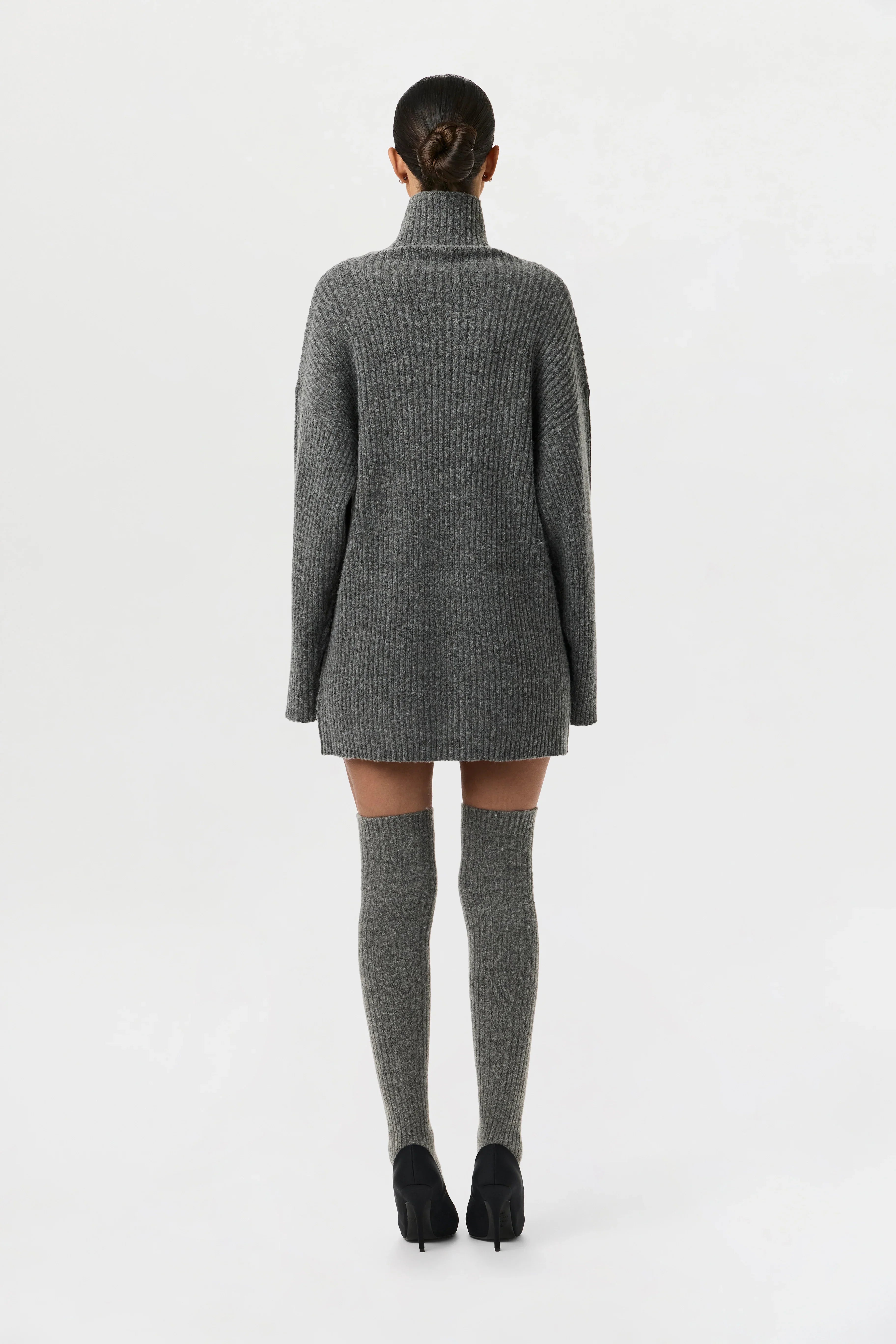 Ribbed-Knit Turtleneck Sweater Dress