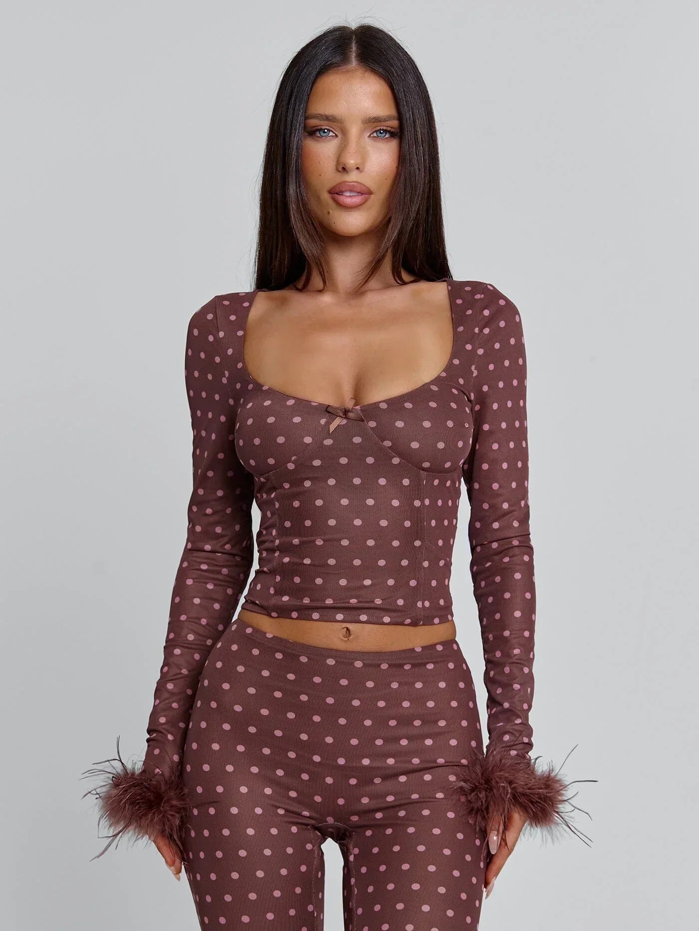 MAHRIA TOP BROWN POLKA DOT