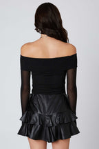 Off-the-Shoulder Mesh Top