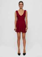 Taverna Plunge Mini Dress Red