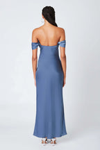 Satin Off the Shoulder Maxi Dress