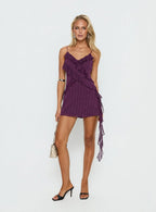 Kinara Ruffle Mini Dress Purple