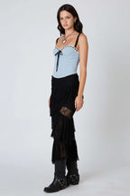 Lace Midi Tiered Skirt