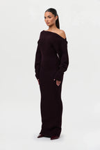 Knit Off-Shoulder Sweater Maxi Dress