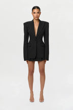 Pinstripe Suiting Pleated Mini Skirt