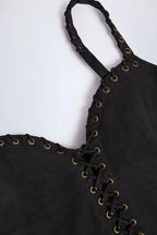 Lace-Up Top in Black
