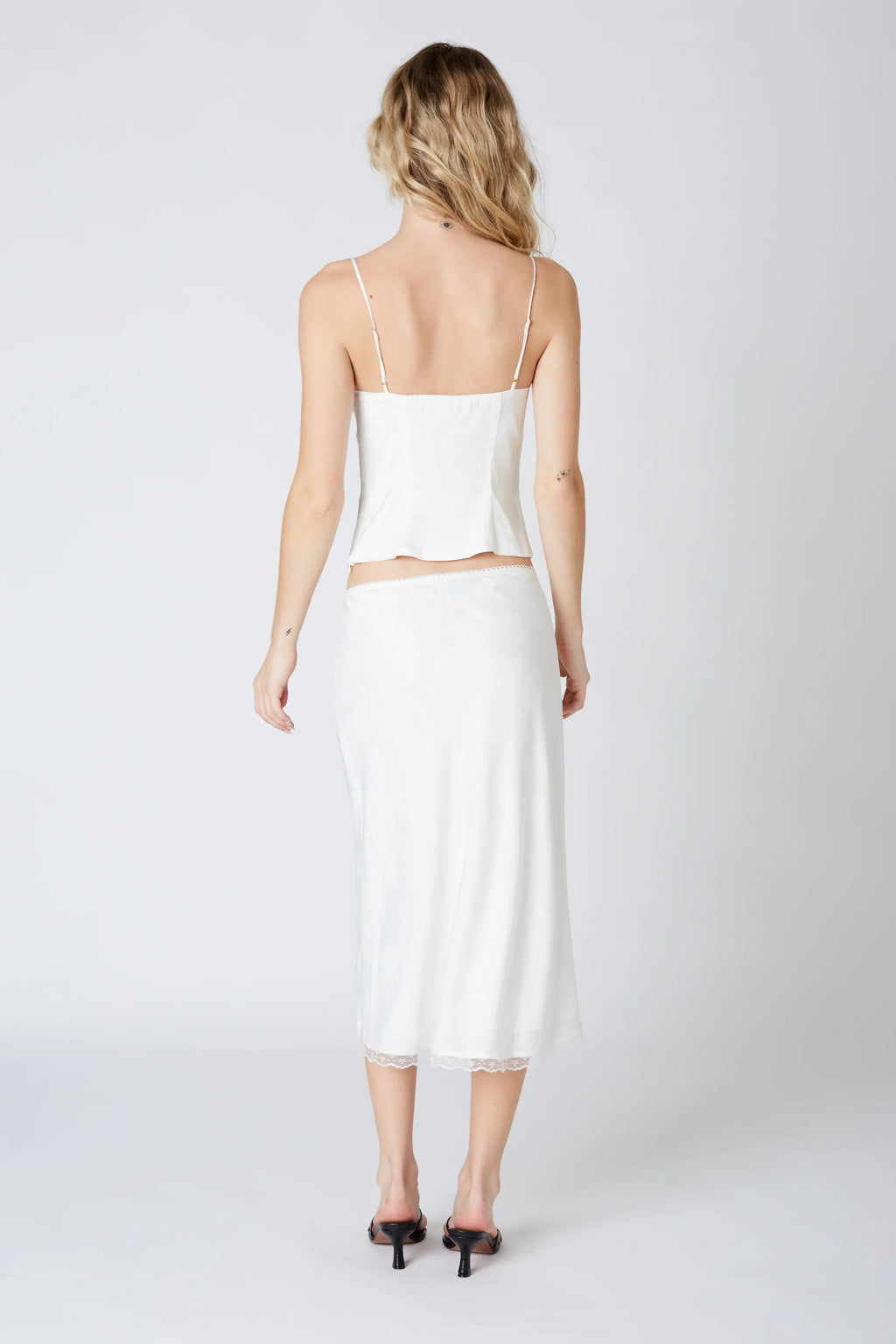 Printed Satin Midi Skirt