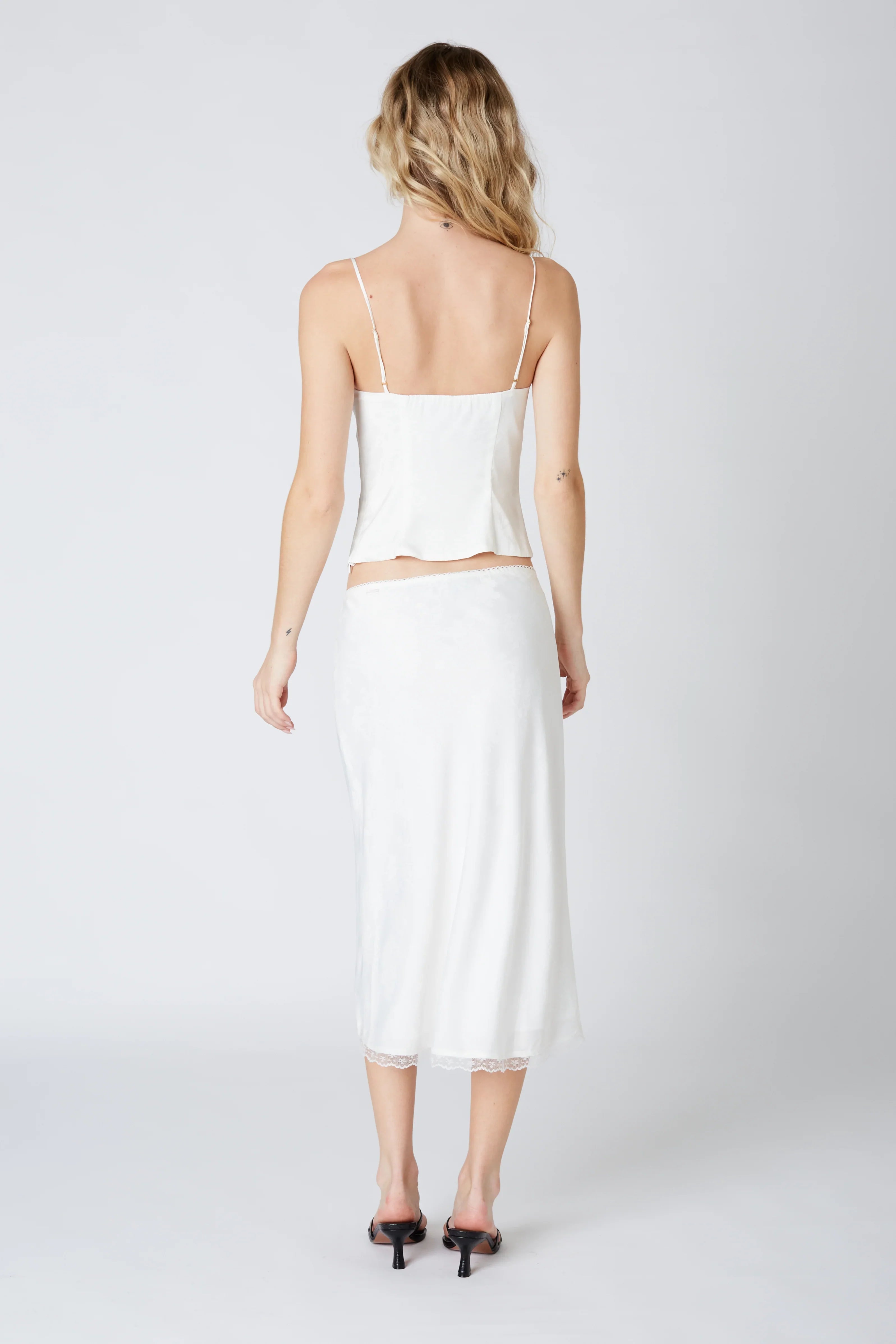 Printed Satin Midi Skirt