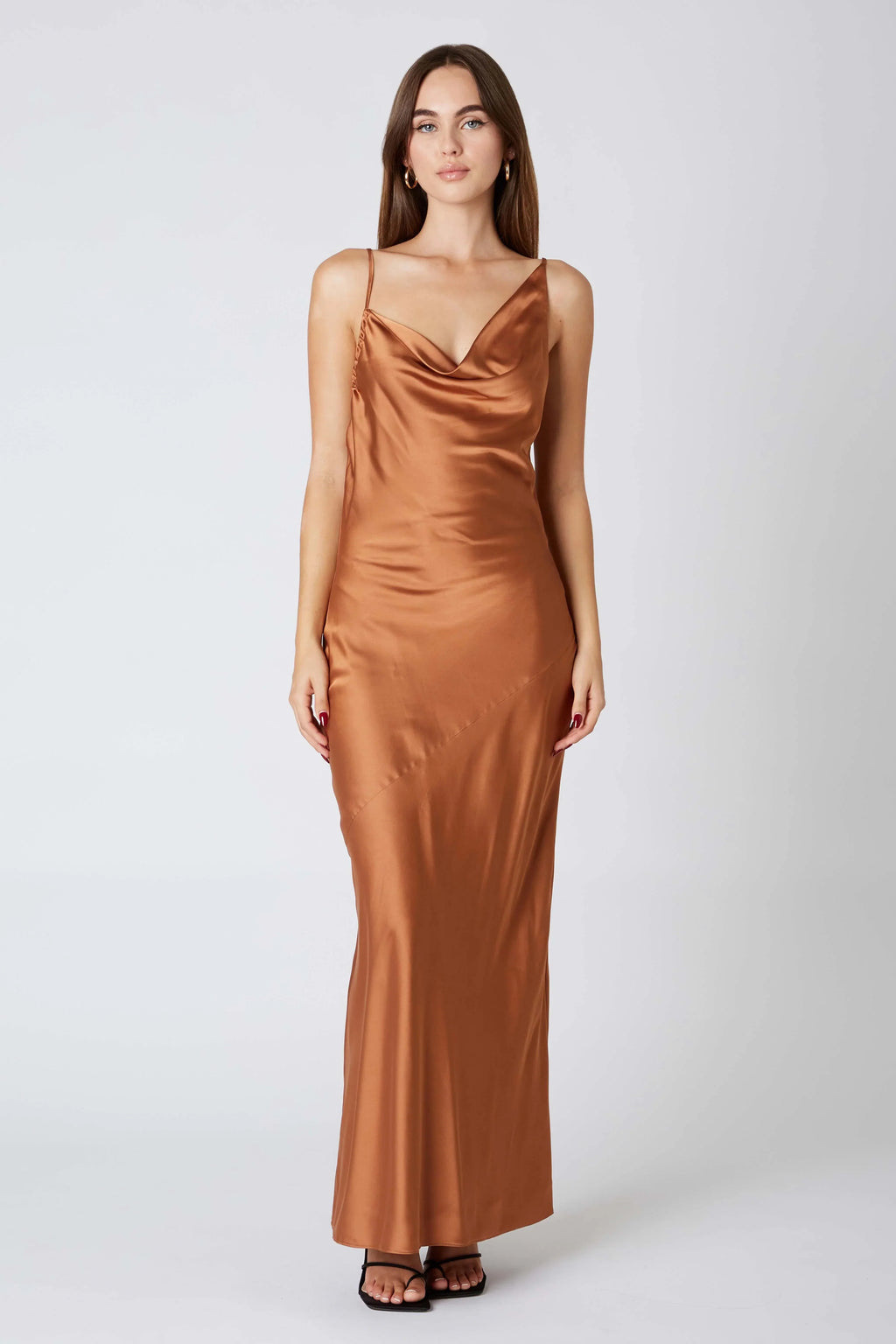Cowlback Satin Maxi Dress
