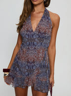 Tatyana Halter Mini Dress Paisley Multi