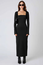Long Sleeve Square Neck Maxi Dress