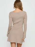 Mariel Long Sleeve Knit Mini Dress Beige