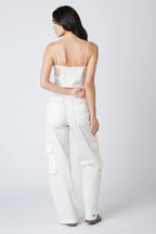 Lace Panel Satin Top