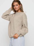 Ryanna Cozy Knit Sweater – Classic Beige Pullover for Effortless Style