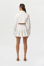 Shirting Button Up Crop Top