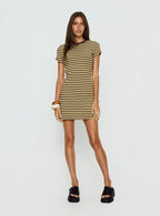 Settle Down Short Sleeve Mini Dress Yellow Stripe