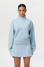 Pleated Knit Sweater Mini Skirt