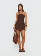 Rynara Strapless Beaded Mini Dress Chocolate