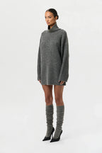 Ribbed-Knit Turtleneck Sweater Dress
