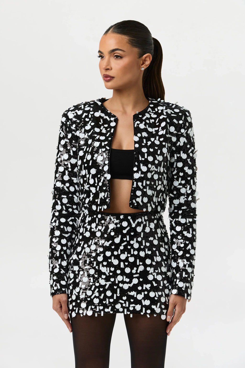 Geometric Sequin Mini Skirt