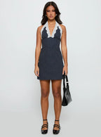 Pursuit Of Love Halter Mini Dress Navy