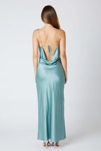 Cowlback Satin Maxi Dress