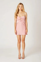 Double Twist Satin Mini Dress
