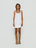 Lucka Babydoll Tie Mini Dress White