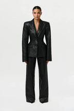 Quilted Vegan Leather Wide Leg Pants