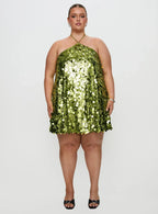 Fluorescents Halter Mini Dress Green Curve