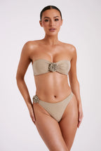 Valencia Rose Diamante Bikini Bottom - Nude
