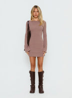 Bryanna Long Sleeve Mini Dress Pink / Brown