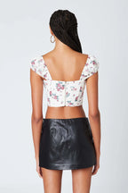 Puff Sleeve Floral Corset