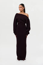 Knit Off-Shoulder Sweater Maxi Dress
