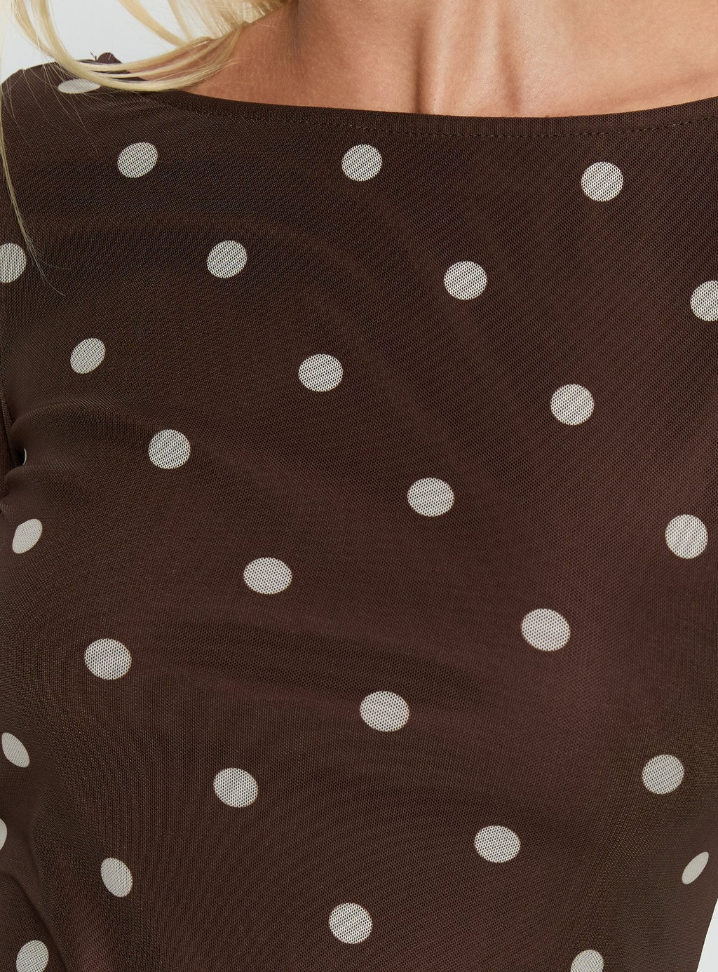 Lukea Long Sleeve Mini Dress Brown Polka Dot