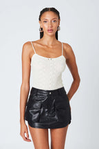 Faux Leather Cargo Mini Skirt