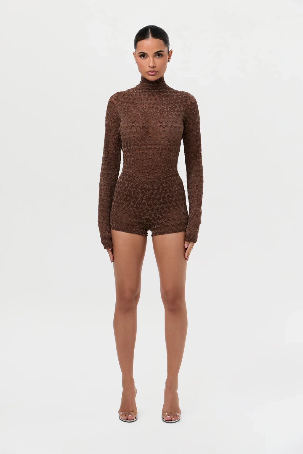 Velvet Mesh Chevron Hot Pants