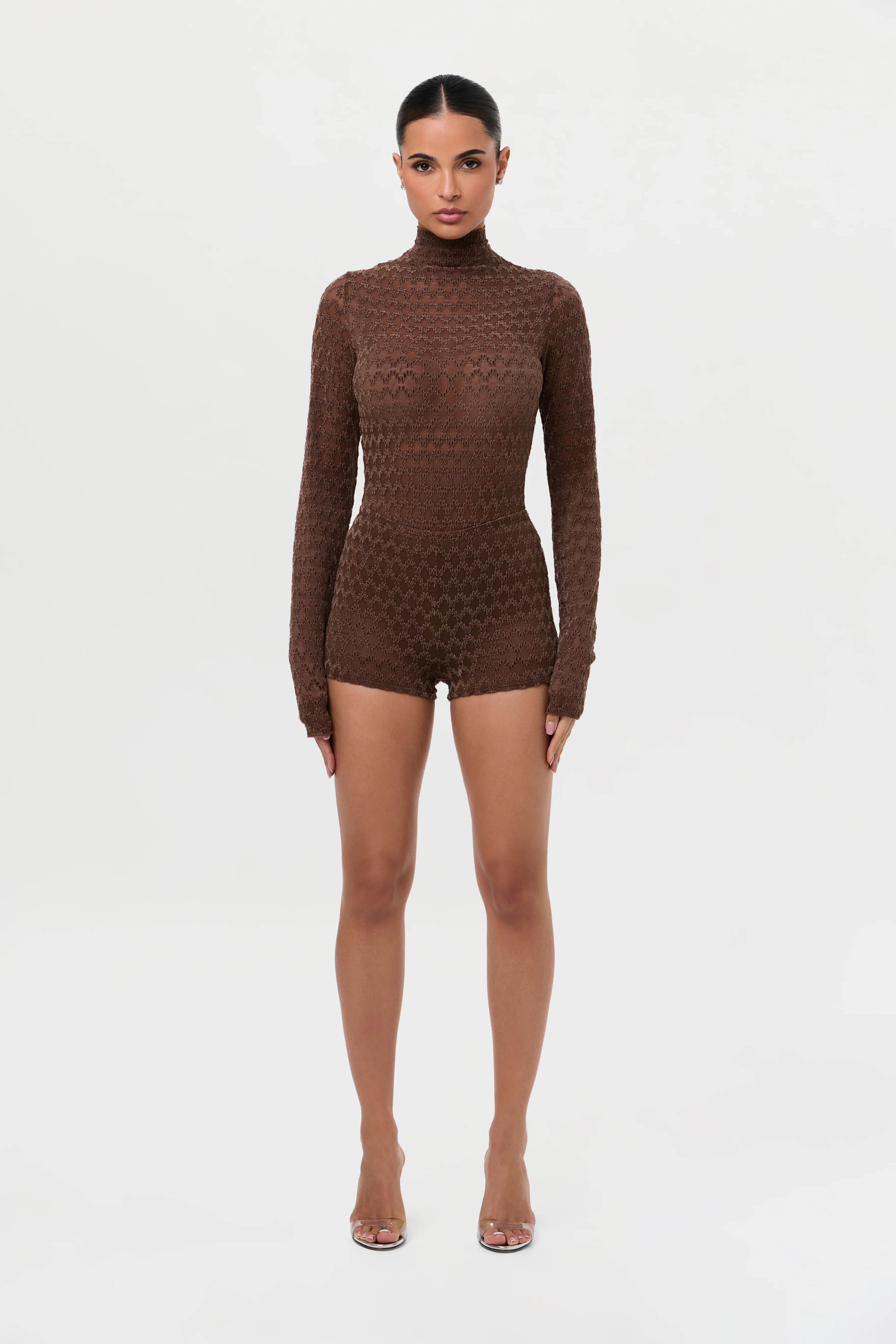 Velvet Mesh Chevron Hot Pants