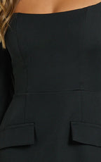 Zita Mini Dress - Long Sleeve Tailored Tulip Dress in Black