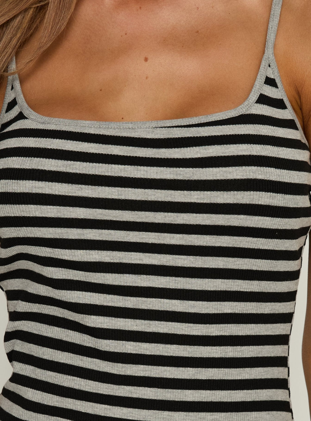 Rydar Scoop Mini Dress Grey / Black Stripe