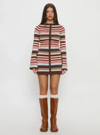 Norelai Long Sleeve Knit Mini Dress Multi Stripe