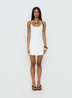 Tropica Halter Beaded Mini Dress White