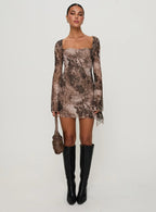 Suareza Long Sleeve Mini Dress Leopard