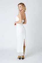 Strapless Lace Cut Out Maxi Dress
