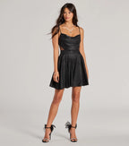 Taya Woven Glitter Formal Skater Dress