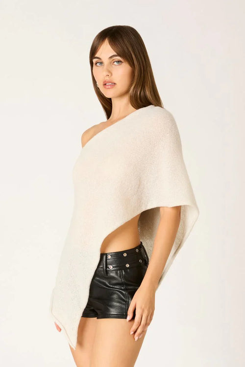 Asymmetric Sheer Knit Poncho