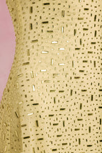 Sheer Embellished Square-Neck Mini Dress in Yellow