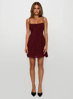 South Of France Mini Dress Burgundy