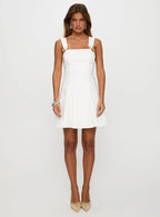 Honey Suckle Tie Up Mini Dress White